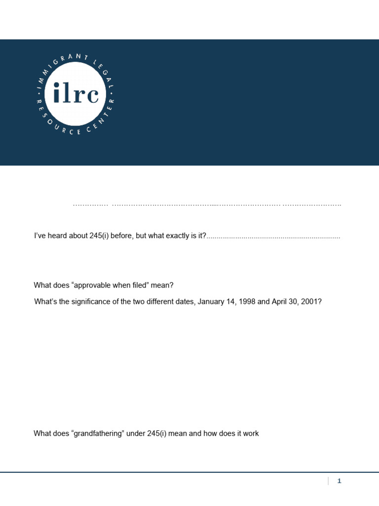 Understanding 245(i) for Immigration | PDF | Immigration | Immigration ...