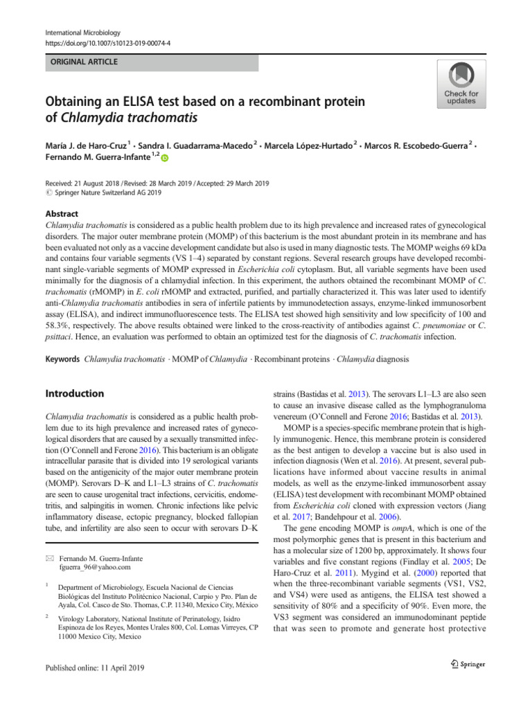 ELISA Test Development for Chlamydia | PDF | Western Blot | Elisa