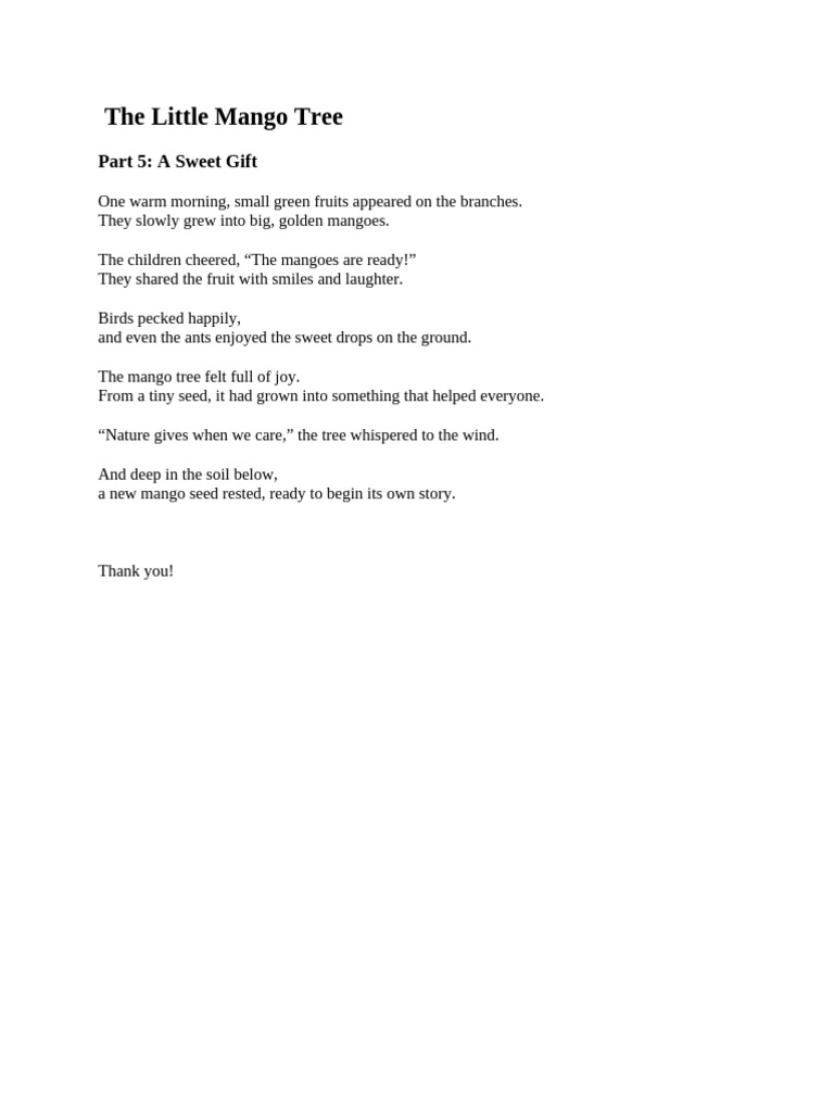 The Little Mango Tree's Sweet Gift | PDF