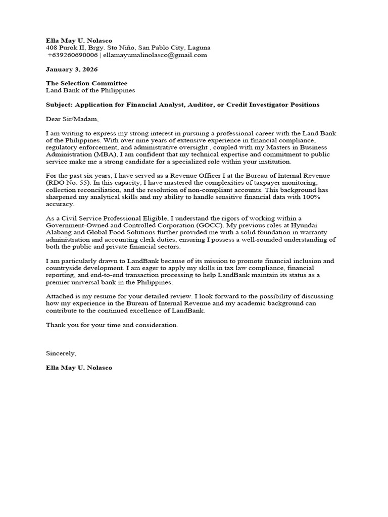 Application for Financial Analyst Position | PDF