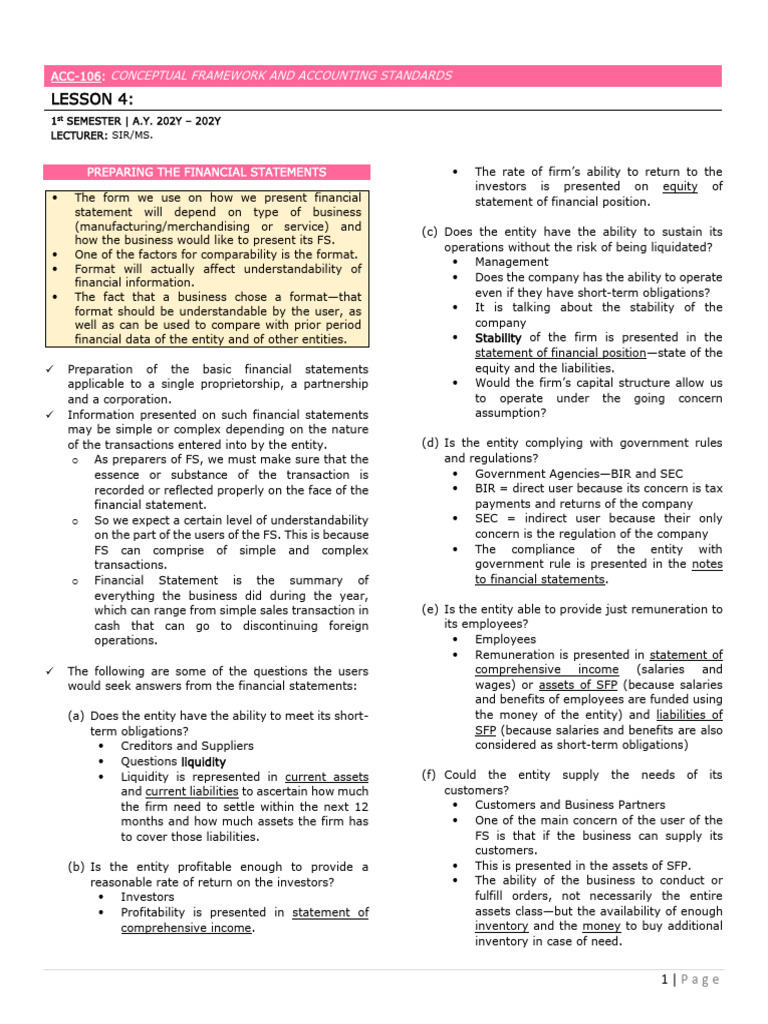 Financial Statement Preparation Guide | PDF | Balance Sheet | Equity ...