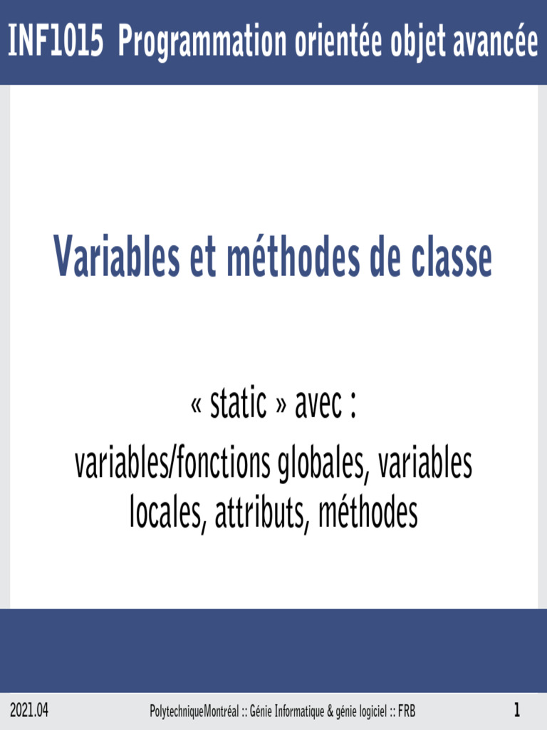 Variables et méthodes de classe en C++ | PDF | Classe (informatique ...