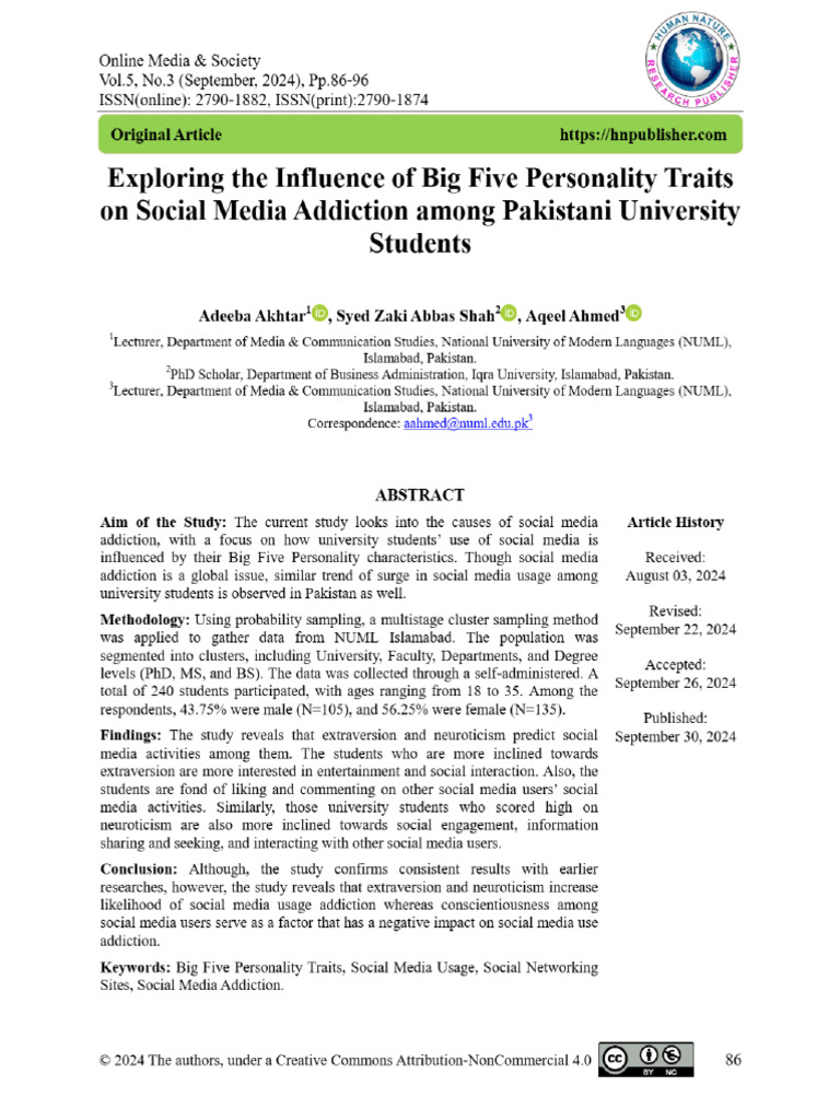 View of Exploring The Influence of Big Five Personality Traits On ...