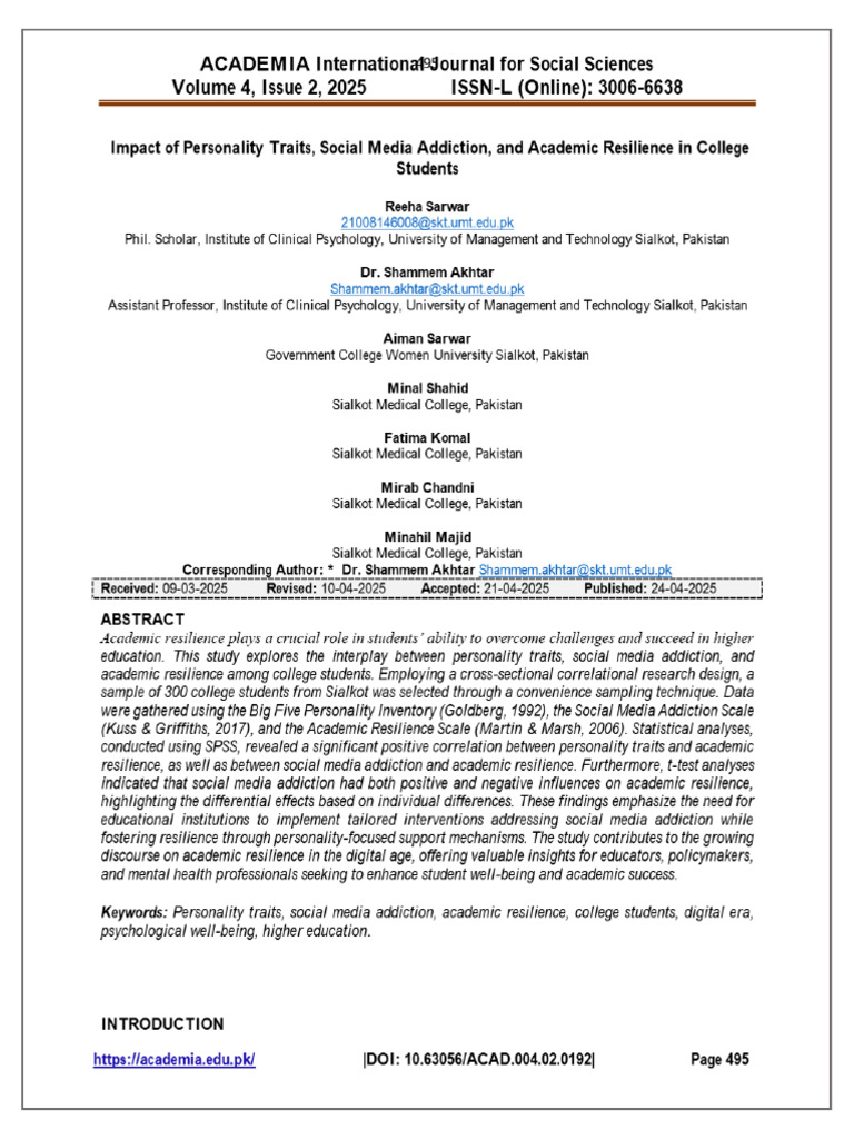 View of Impact of Personality Traits, Social Media Addiction, And ...