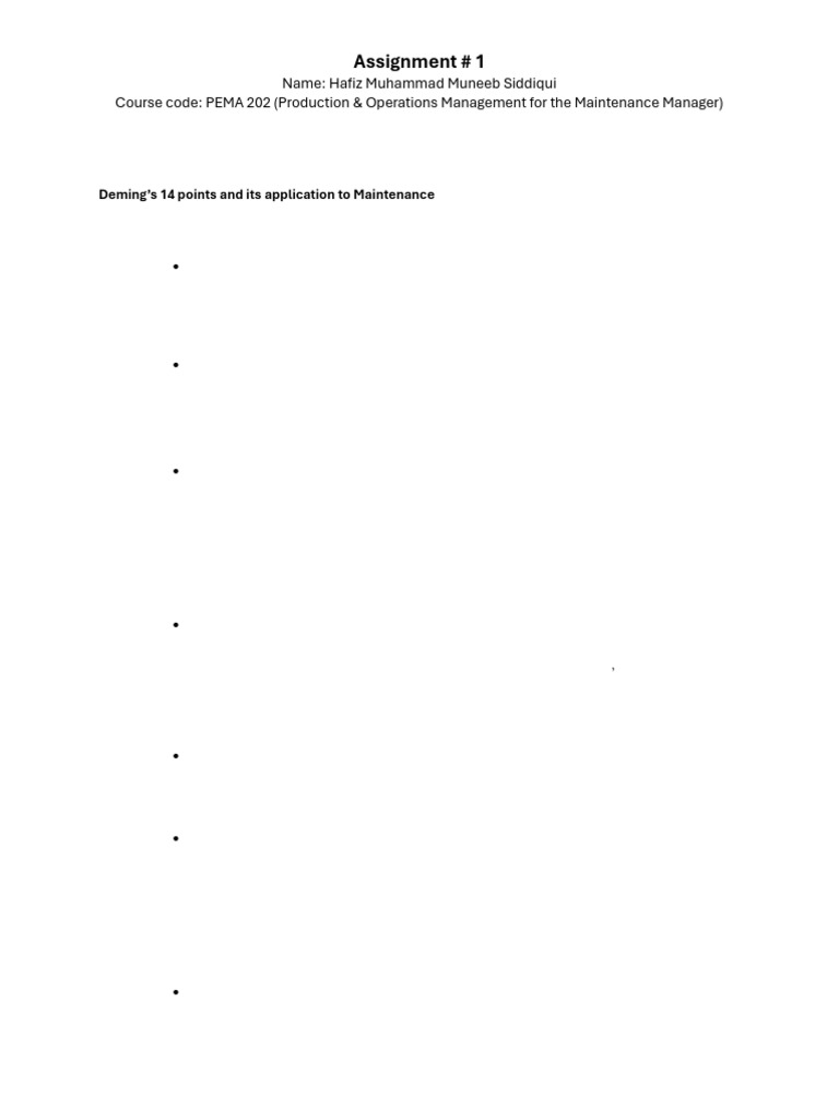 Assignment 2 - Demings 14 Points | PDF | Reliability Engineering ...
