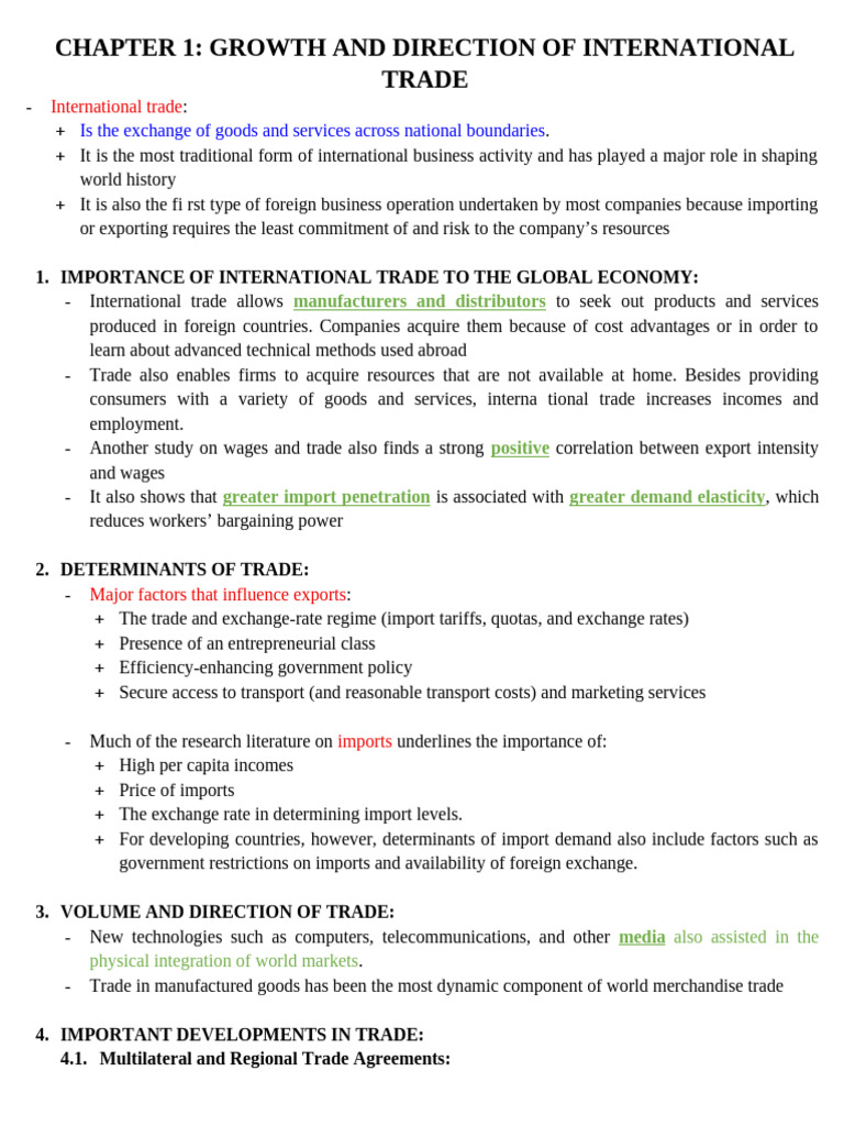 C01_Growth and Direction of International Trade | PDF | Exports | Trade