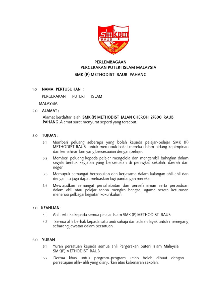 perlembagaan ppim smkpm | PDF