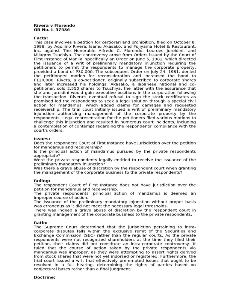 Corporate Dispute Jurisdiction Rulings | PDF | Injunction | Life Insurance