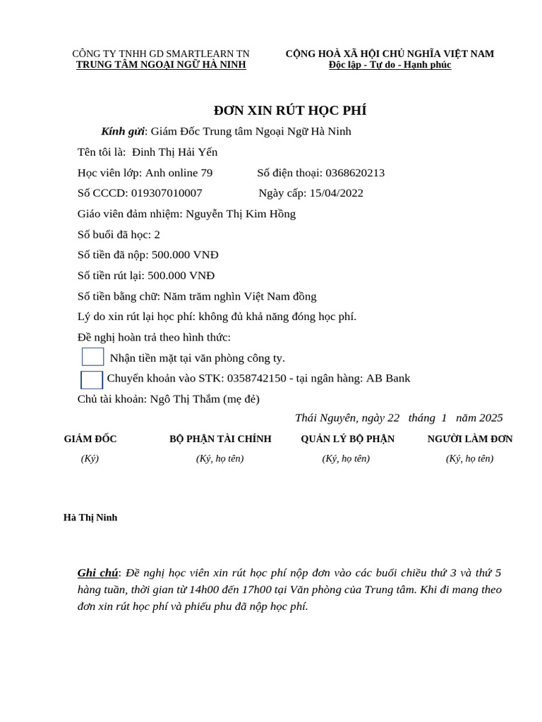 Form Đơn RHP | PDF