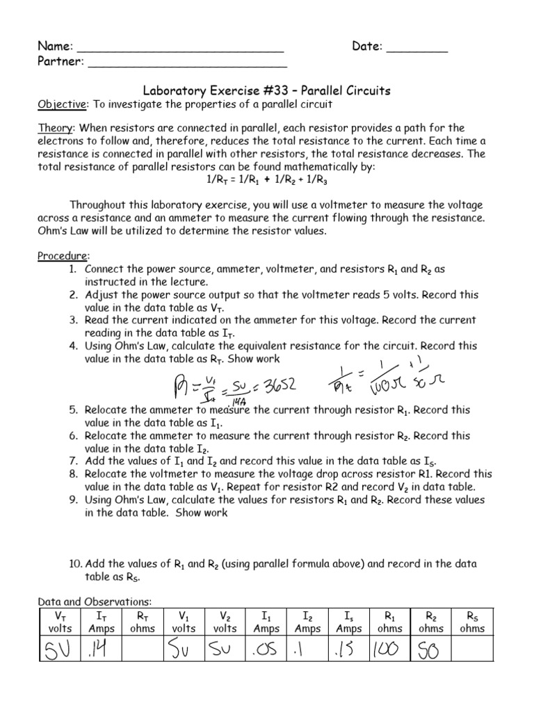 Parallel Circuit Lab (1) Complete | PDF | Resistor | Series And ...