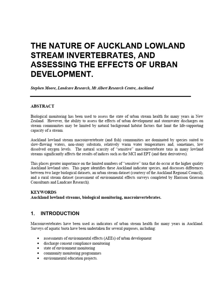 Nature_of_Auckland_lowland_stream_invertebrates_and_assessing_the ...