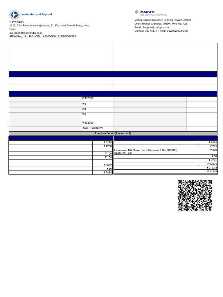 Vehicle Insurance Quotation for Swift VXI | PDF | Insurance | Financial ...
