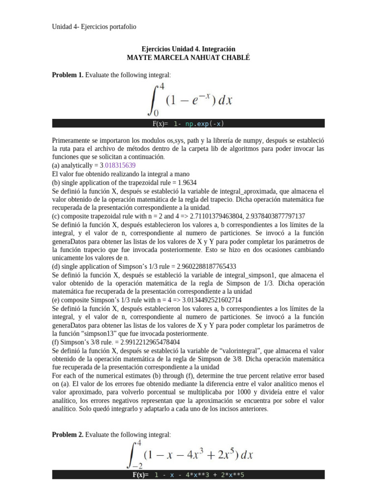 Métodos de Integración Numérica en Python | PDF | Integral | Función ...