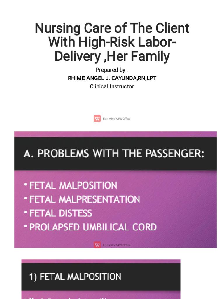 High-Risk Labor Nursing Care Quiz | PDF | Childbirth | Caesarean Section