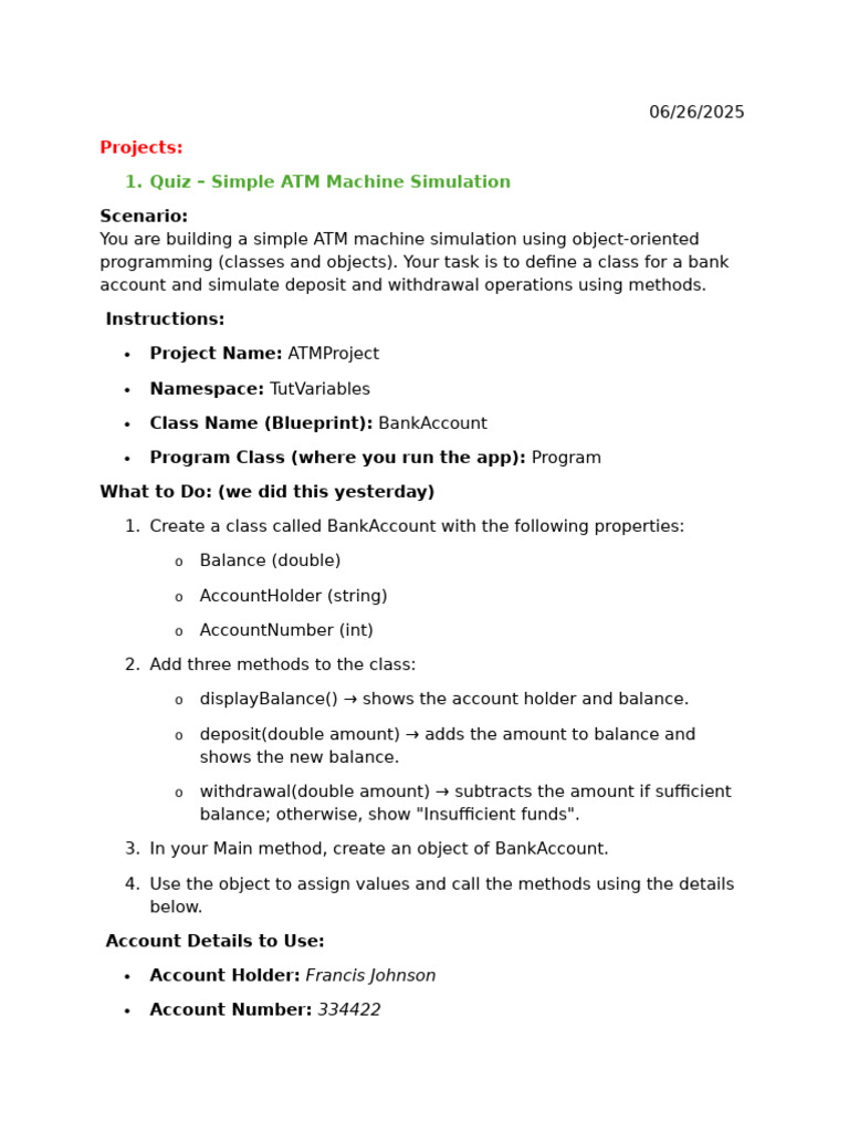 Charp Project on Class and Objects | PDF | Computer Programming | Computing