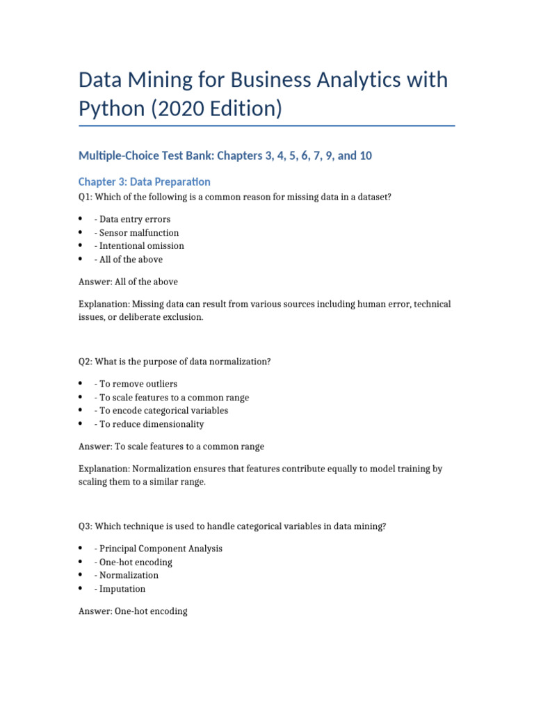 Data Mining Test Bank: Python Analytics | PDF | Mean Squared Error ...