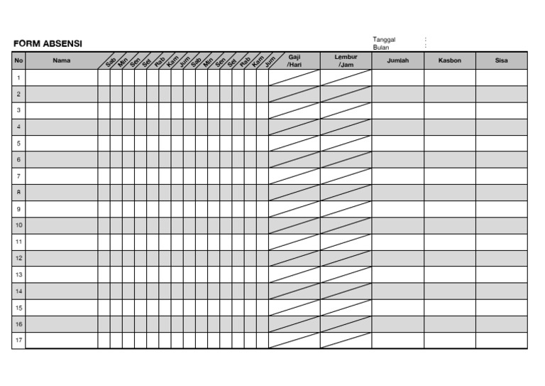 Form Absensi dan Gaji Karyawan | PDF