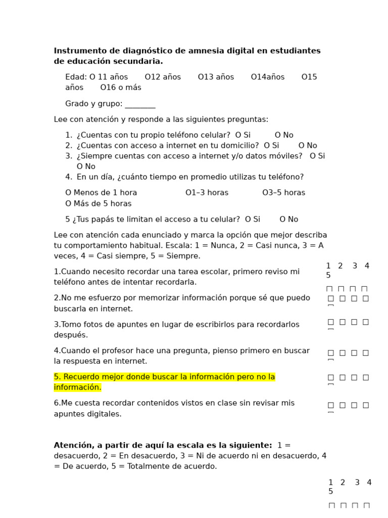 Gallery Detail: Instrumento De Diagnóstico De Amnesia Digital En Estudiantes De