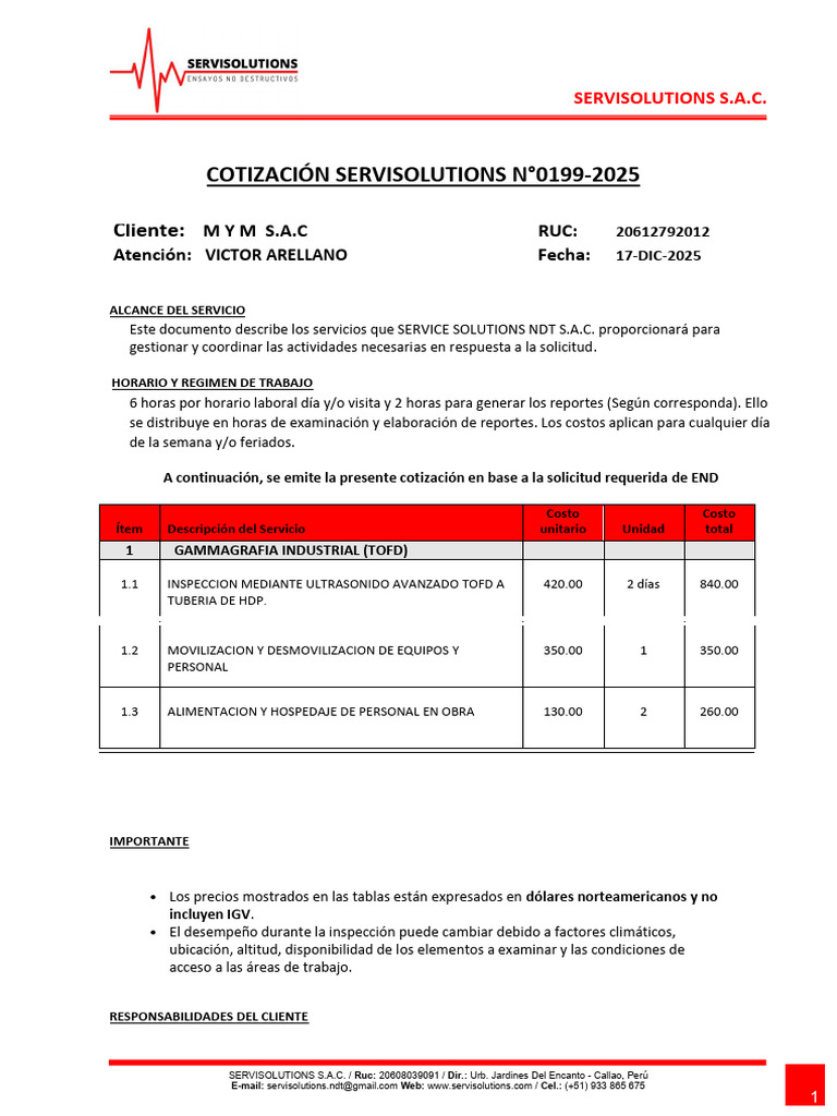 Cot - Servisolutions - Mym - N°-199-2025 | PDF | Bancos | Economias