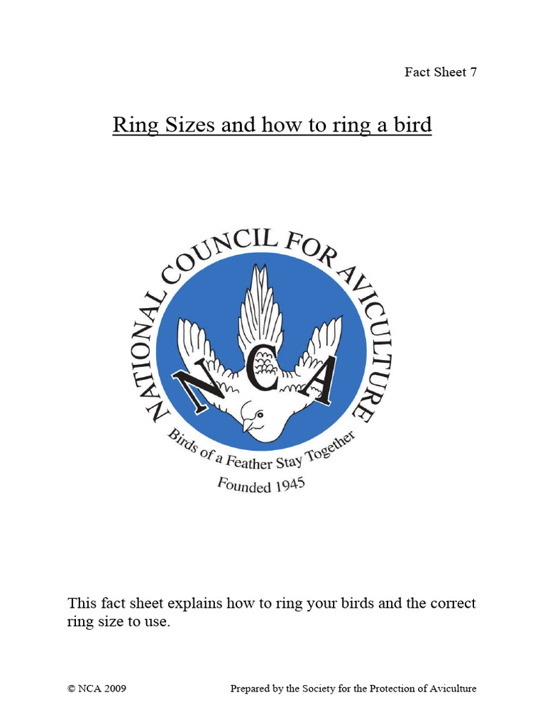 Bird Ringing Guide and Size Chart | PDF | Parrot | Birds