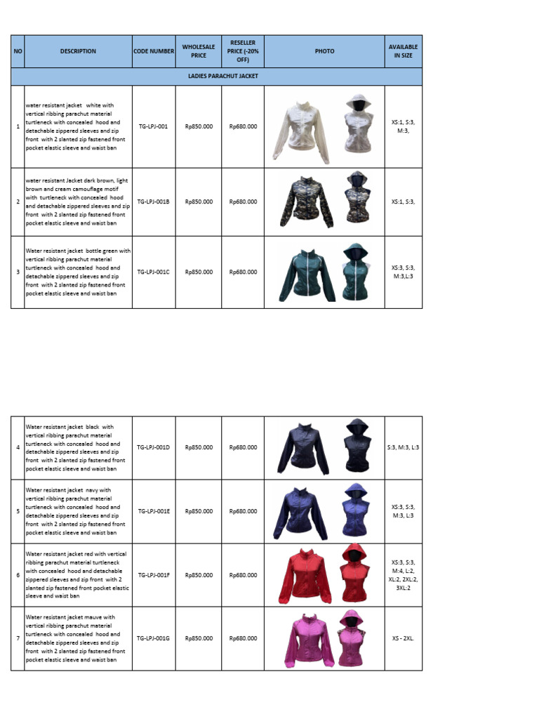 Water Resistant Jackets & Vests Collection | PDF | Sock | Clothing
