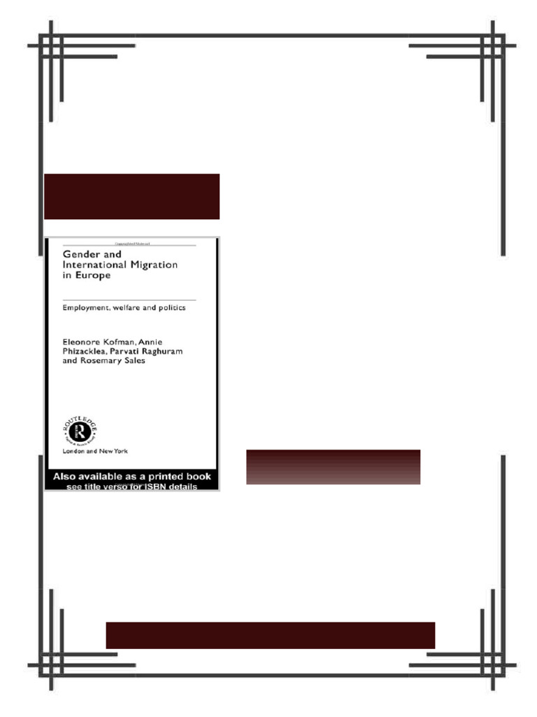 Gender and International Migration in Europe Employment Welfare and ...