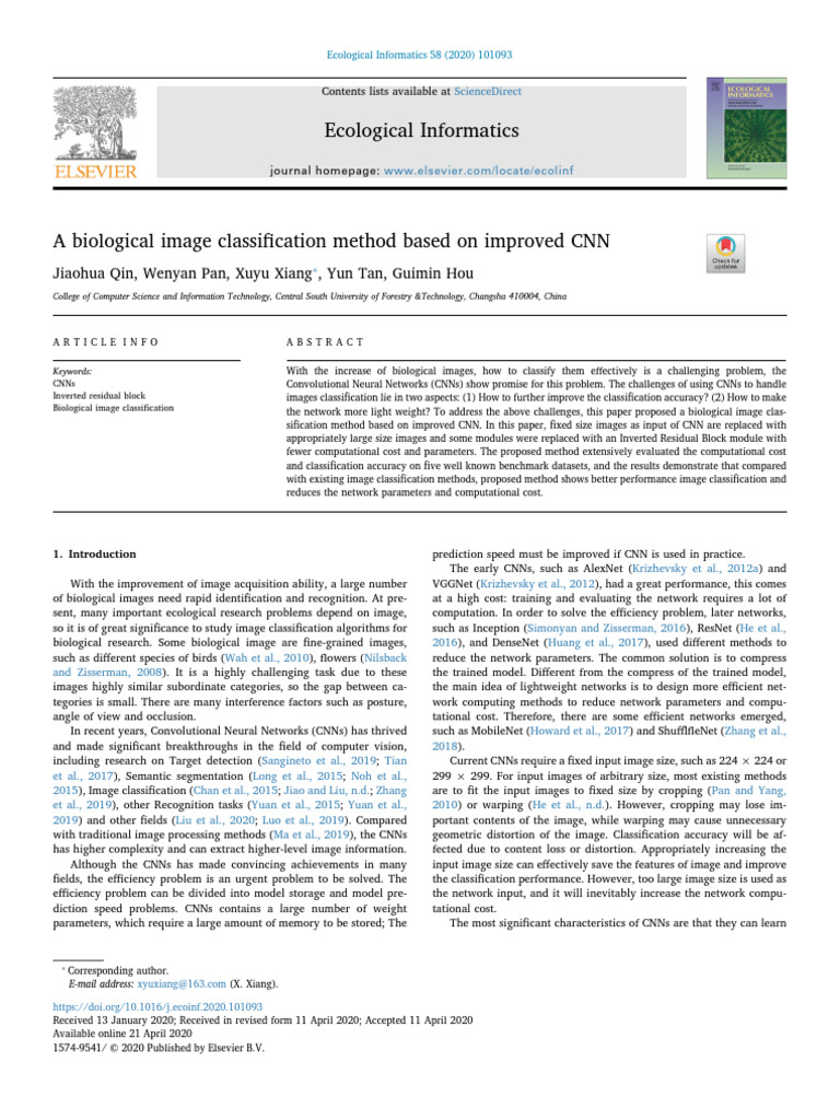 Improved CNN for Biological Image Classification | PDF | Computational ...