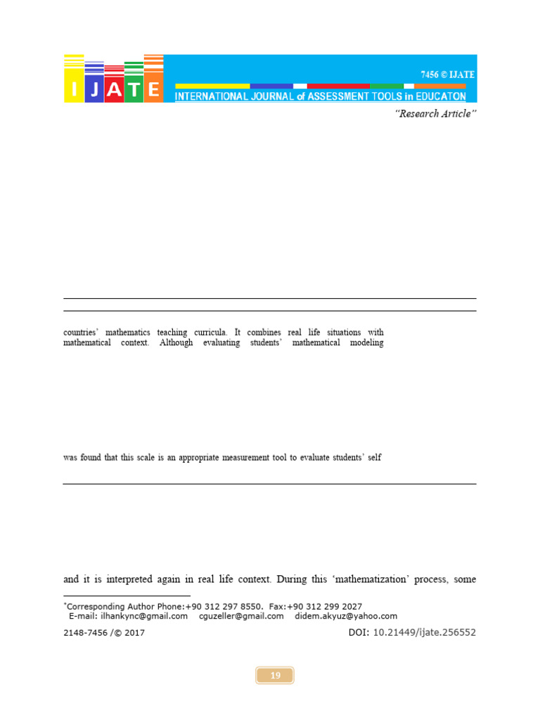 Self-Efficacy Scale for Math Modeling | PDF | Self Efficacy