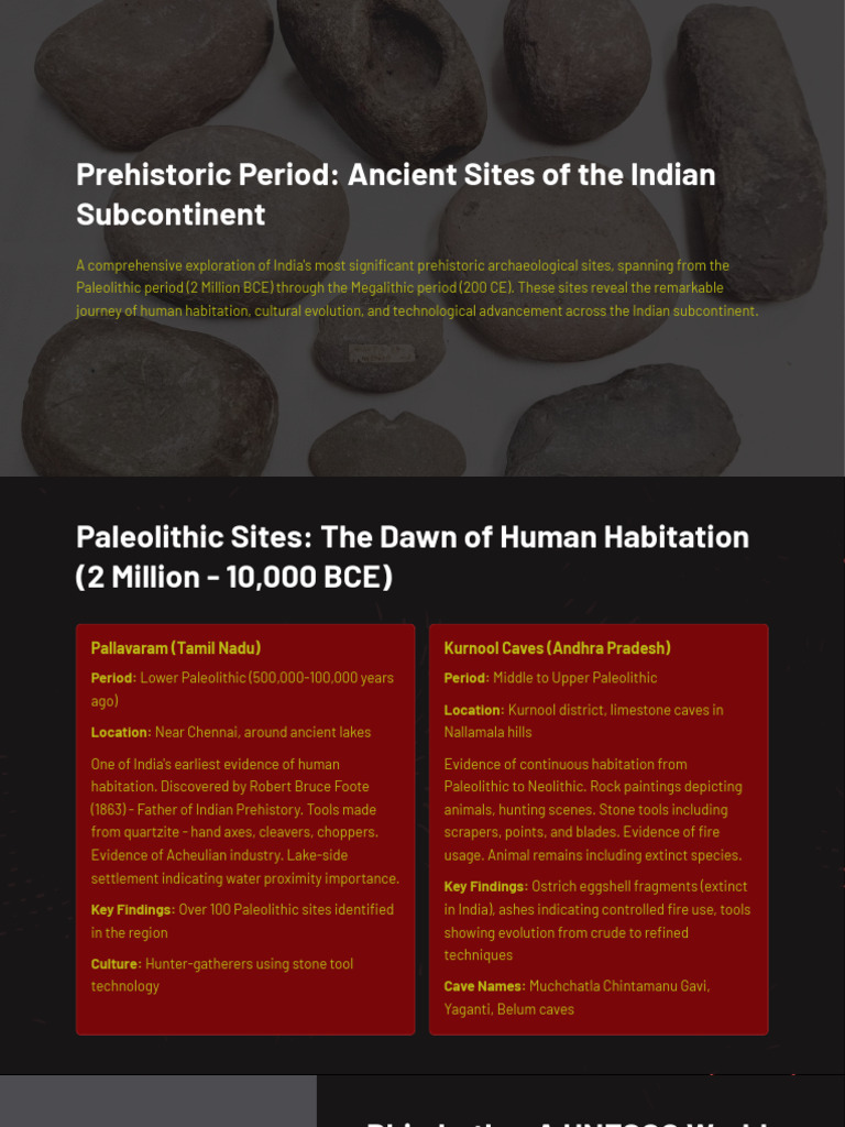 Ancient Prehistoric Sites in India | PDF | Archaeology