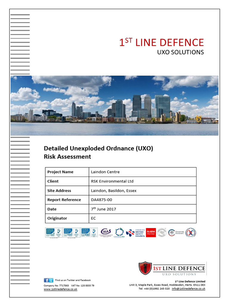 UXO Risk Assessment for Laindon Centre | PDF | Occupational Safety And ...