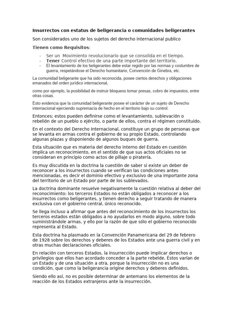 Insurrectos y Derecho Internacional Público | PDF | Estado (política ...