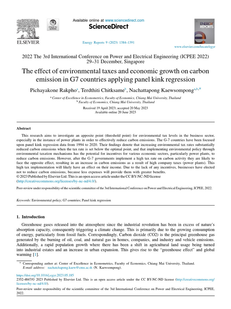 The Effect of Environmental Taxes and Economic Growth On Carbon ...