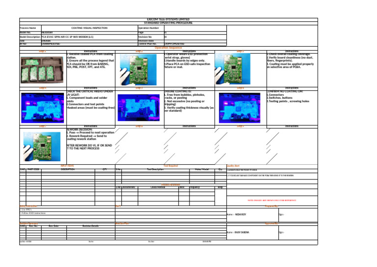 Coating Visual Inspection SOP for PCA | PDF | Printed Circuit Board