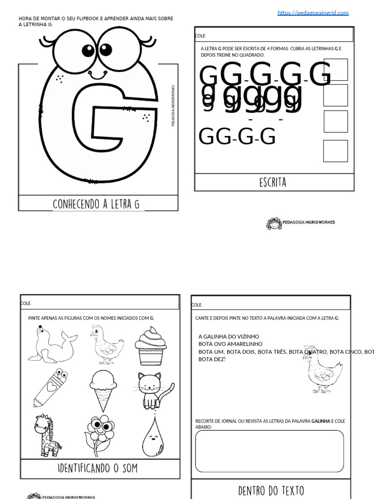 Aprendendo a Letra G com Atividades | PDF | Blog | Direitos Autorais