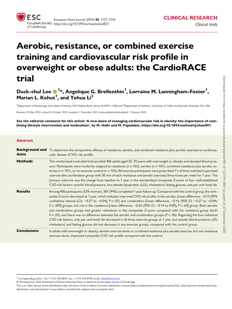 Exercise Types and CVD Risk in Obesity | PDF | Cardiovascular Diseases ...