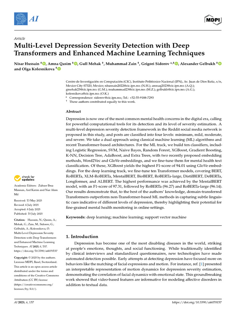 Multi-Level Depression Detection with AI | PDF | Machine Learning ...