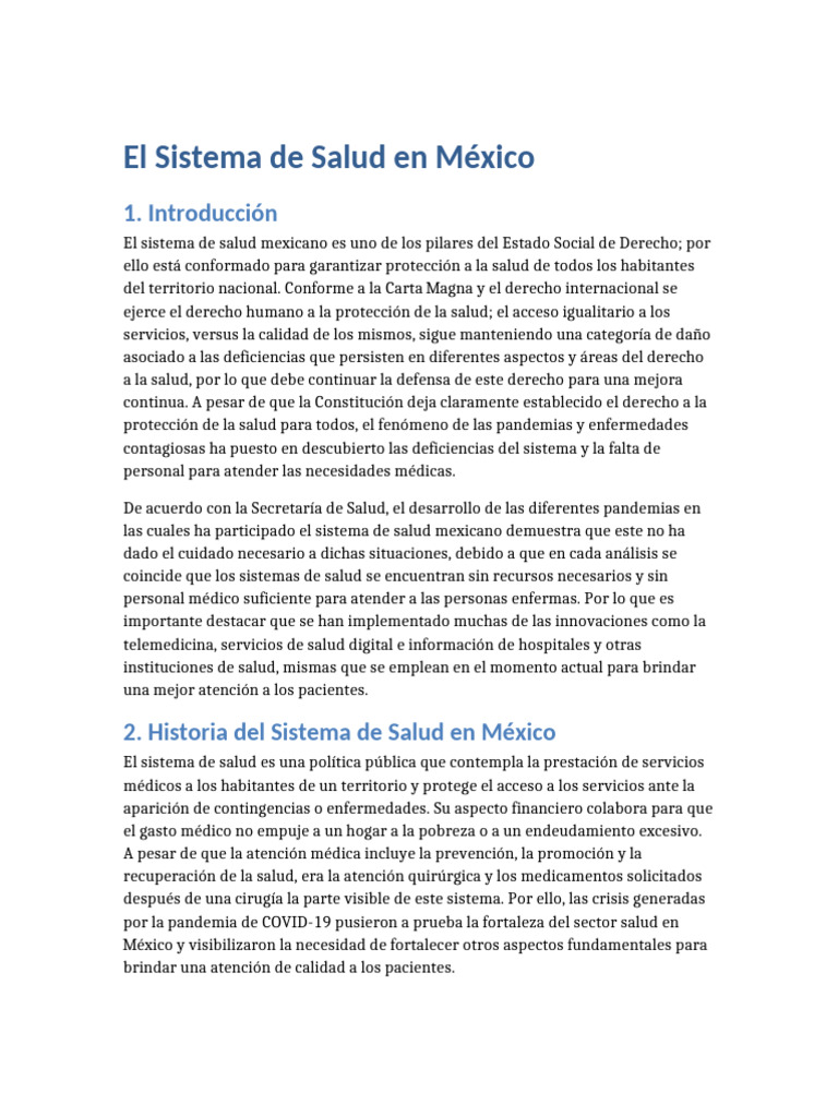 El Sistema de Salud en México | PDF | Cuidado de la salud | Hospital
