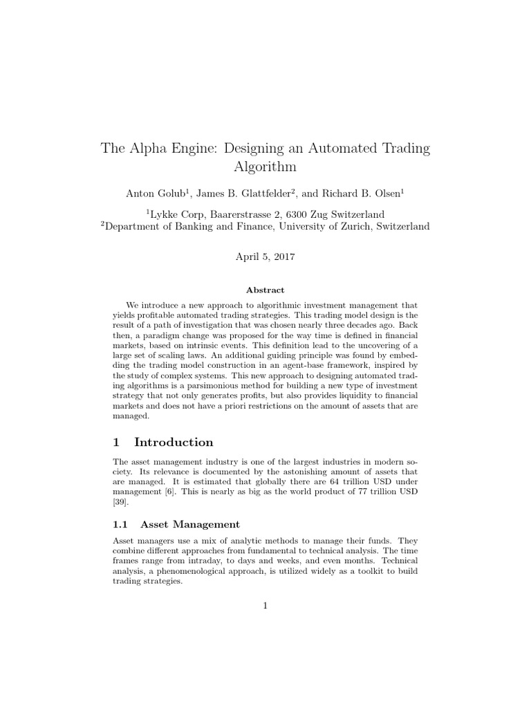 Automated Trading Algorithm Design | PDF | Foreign Exchange Market ...