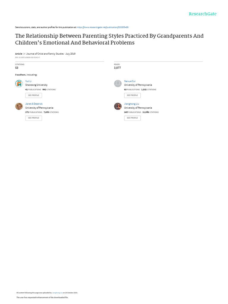 The Relationship Between Parenting Styles Practiced by Grandparentsand ...