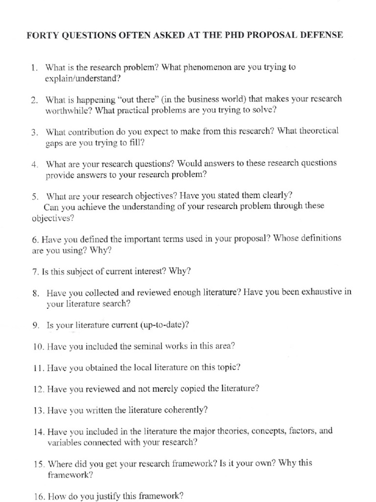 PhD Proposal Defense: Key Questions | PDF | Academic Discipline ...