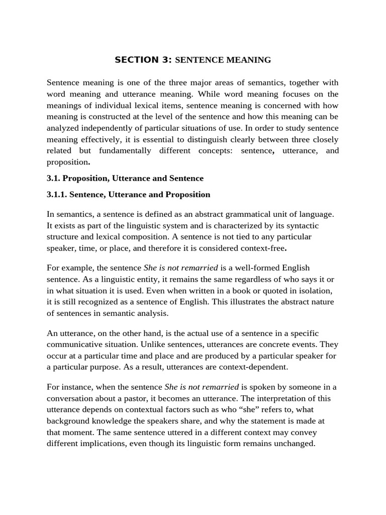 Understanding Sentence Meaning in Semantics | PDF | Semantics | Proposition
