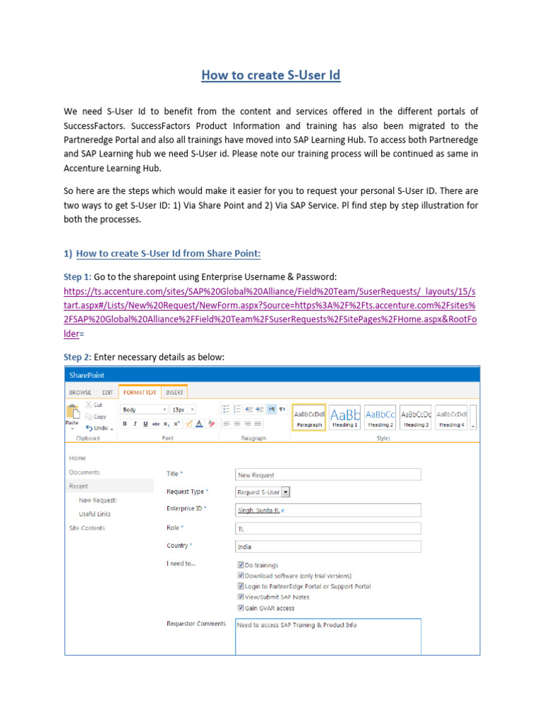 How To Create S-User Id - Step by Step Illustration | PDF | Internet ...