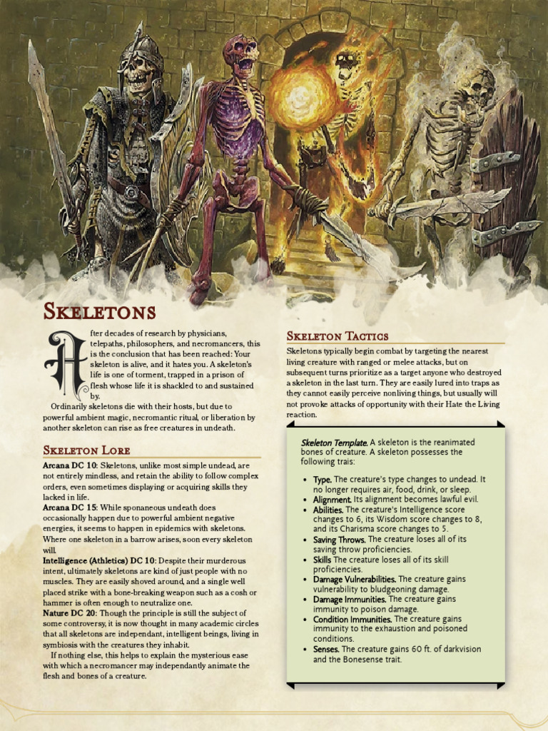 Understanding Skeletons in Undead Lore | PDF