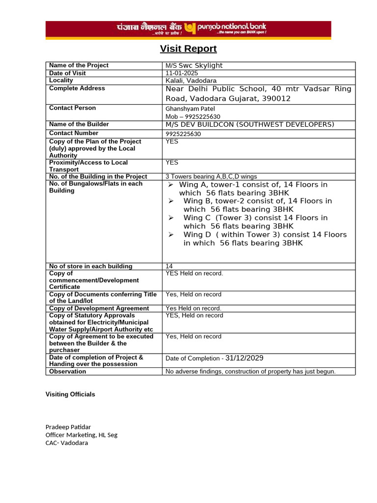 Visit Report | PDF