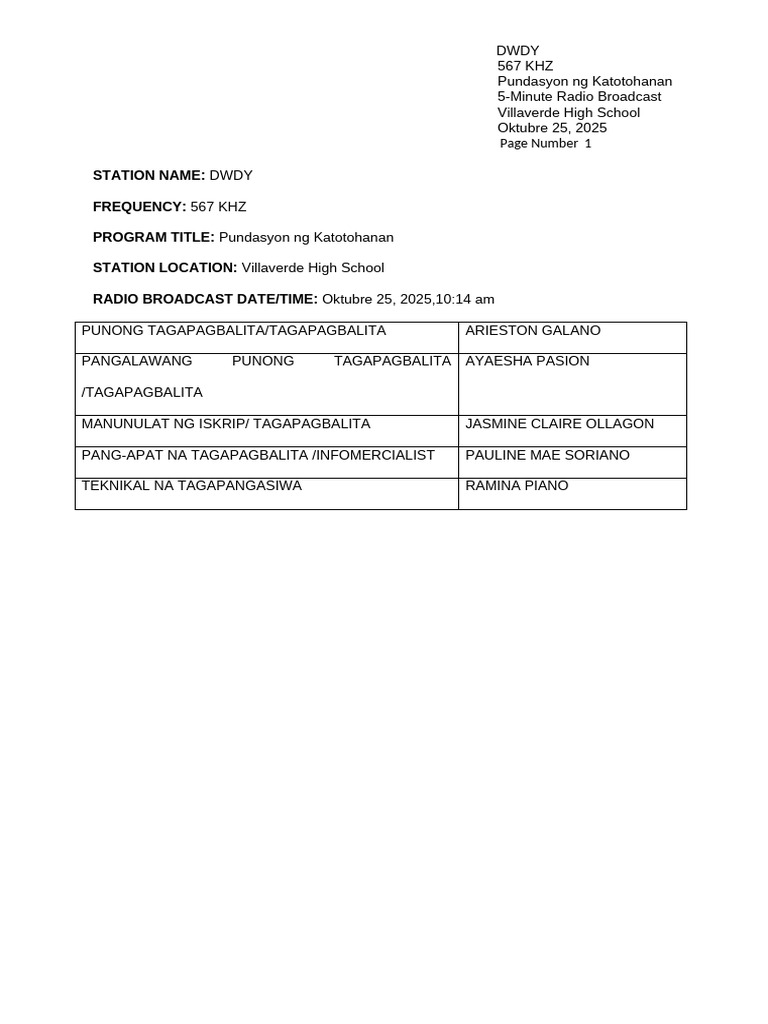 Radio Script | PDF