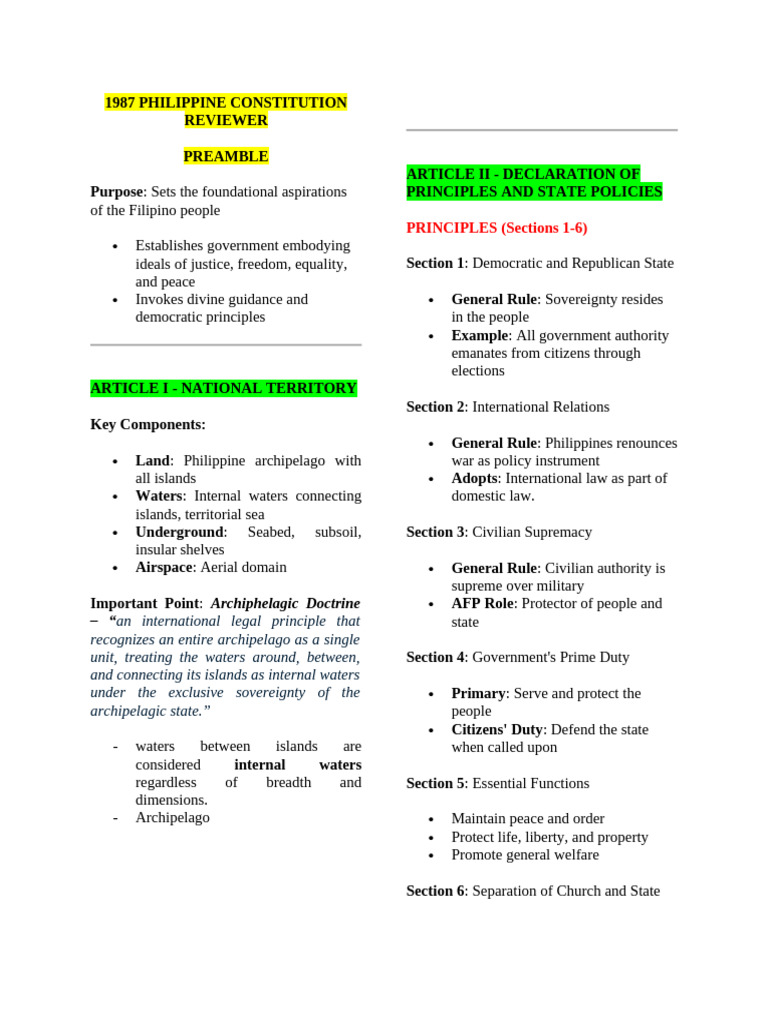 1987 Philippine Constitution Overview | PDF | Impeachment | Public Law