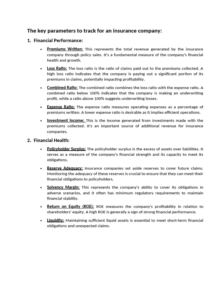 Key Metrics for Insurance Company Success | PDF | Insurance | Employee ...