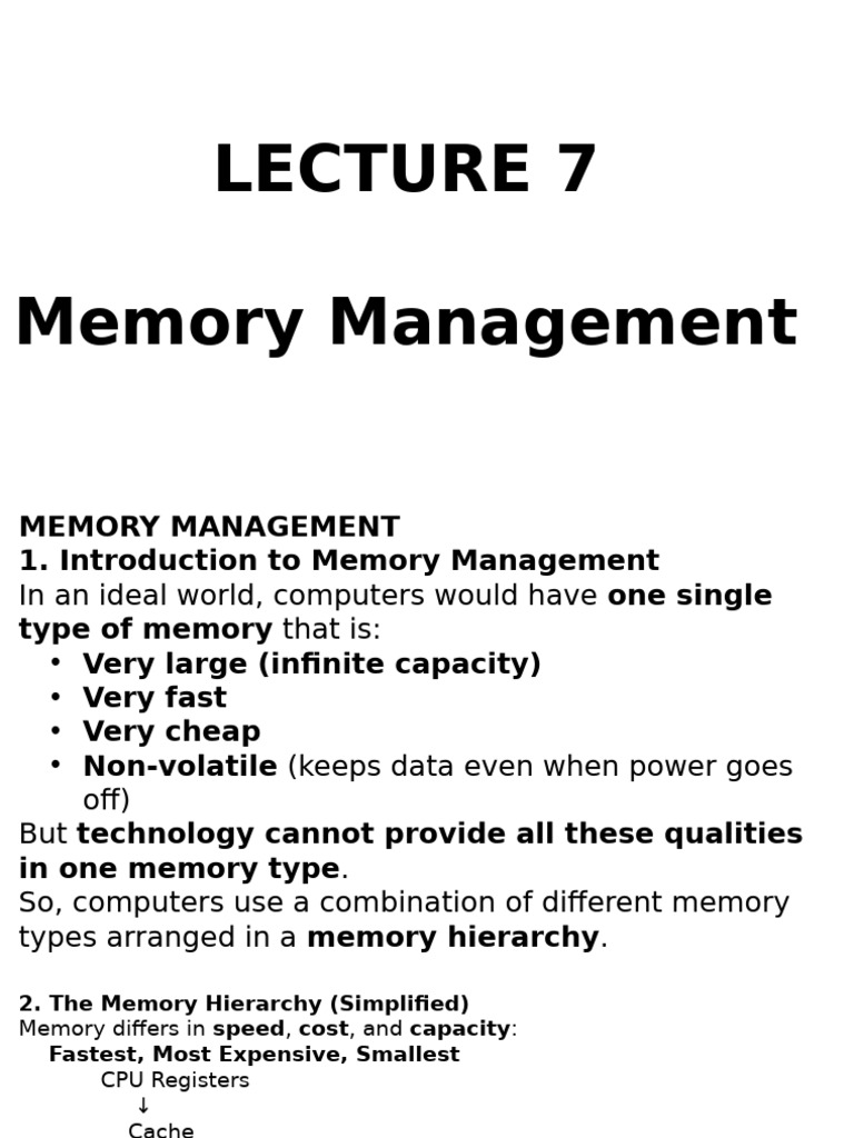 Memory Management in Operating Systems | PDF | Computer Data Storage ...