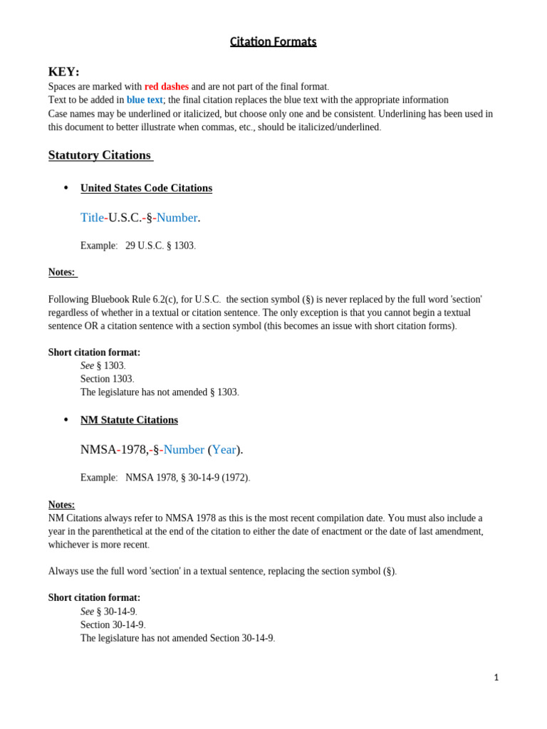 Citation Format - Cheat Sheet - (Last Updated Sept 2021) | PDF | United ...