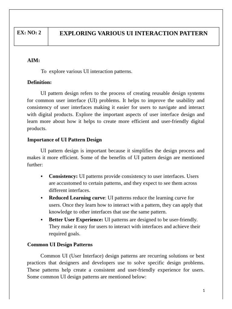 UI Interaction Patterns Explained | PDF | User Interface | Usability
